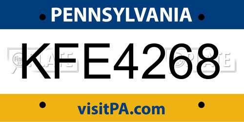 KFE4268 Pennsylvania License Plate