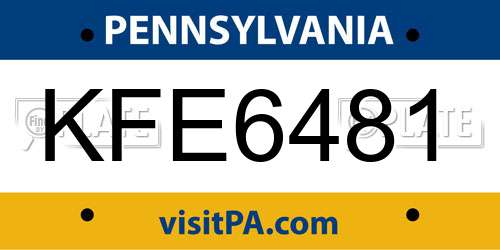 KFE6481 Pennsylvania License Plate