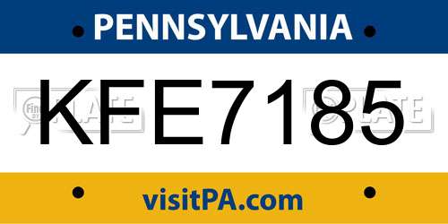 KFE7185 Pennsylvania License Plate