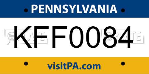 KFF0084 Pennsylvania License Plate