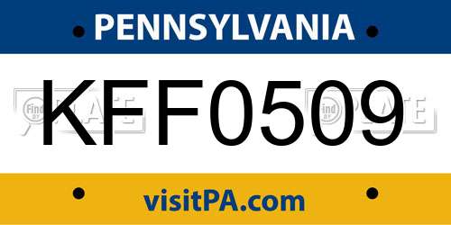 KFF0509 Pennsylvania License Plate
