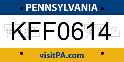 KFF0614 Pennsylvania License Plate