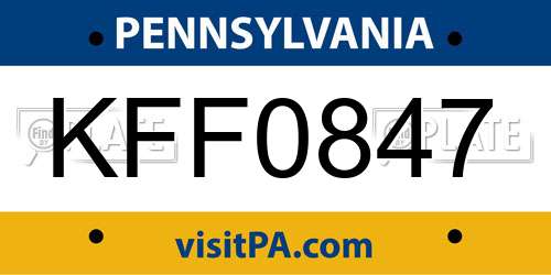 KFF0847 Pennsylvania License Plate