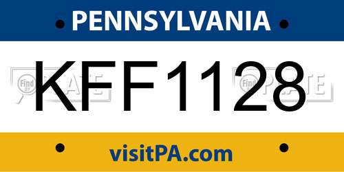 KFF1128 Pennsylvania License Plate
