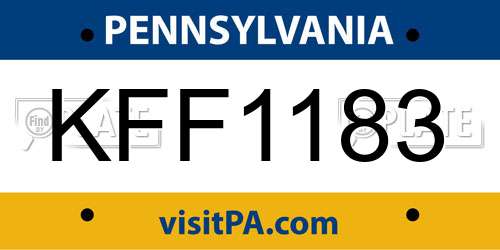 KFF1183 Pennsylvania License Plate