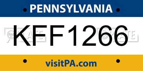 KFF1266 Pennsylvania License Plate