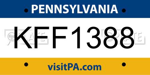 KFF1388 Pennsylvania License Plate