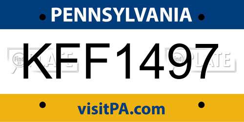 KFF1497 Pennsylvania License Plate