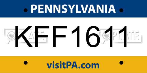 KFF1611 Pennsylvania License Plate