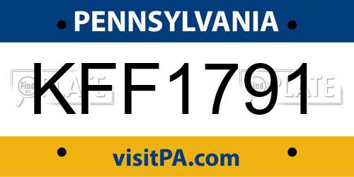 KFF1791 Pennsylvania License Plate