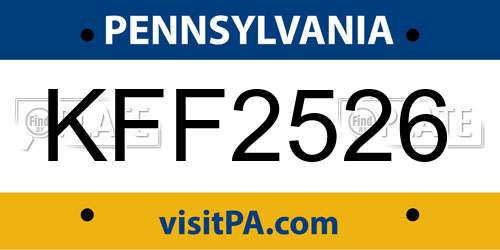 KFF2526 Pennsylvania License Plate
