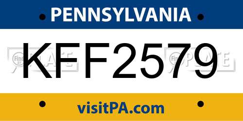 KFF2579 Pennsylvania License Plate