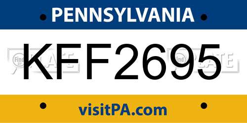 KFF2695 Pennsylvania License Plate