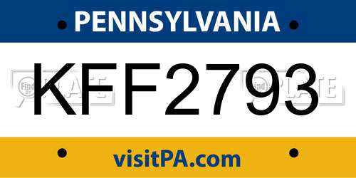 KFF2793 Pennsylvania License Plate