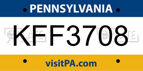 KFF3708 Pennsylvania License Plate