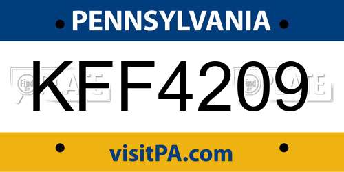 KFF4209 Pennsylvania License Plate