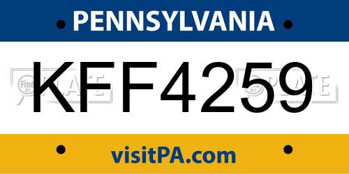 KFF4259 Pennsylvania License Plate