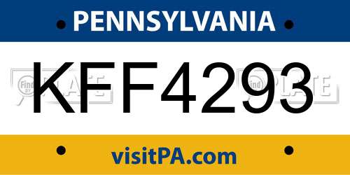 KFF4293 Pennsylvania License Plate