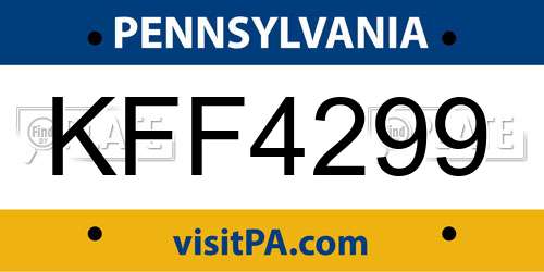 KFF4299 Pennsylvania License Plate