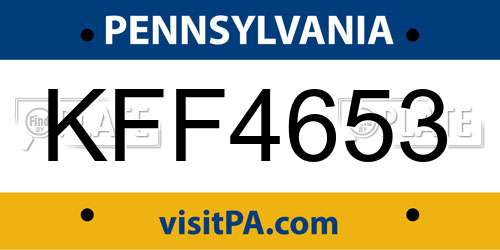 KFF4653 Pennsylvania License Plate