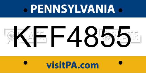 KFF4855 Pennsylvania License Plate