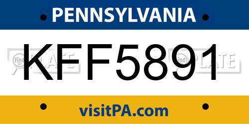 KFF5891 Pennsylvania License Plate