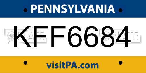 KFF6684 Pennsylvania License Plate