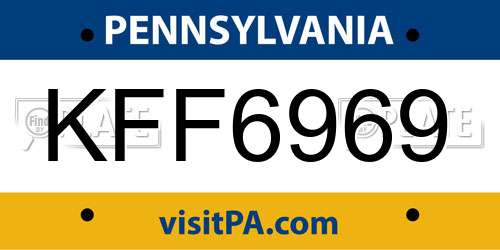 KFF6969 Pennsylvania License Plate