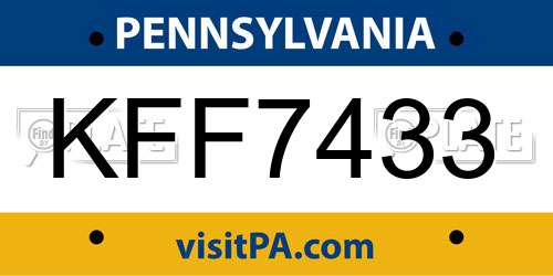 KFF7433 Pennsylvania License Plate