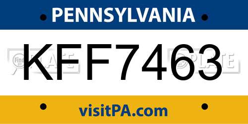 KFF7463 Pennsylvania License Plate