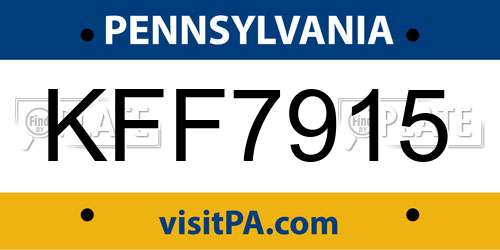 KFF7915 Pennsylvania License Plate