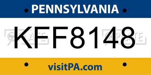 KFF8148 Pennsylvania License Plate