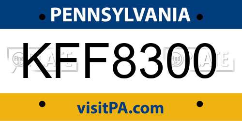 KFF8300 Pennsylvania License Plate
