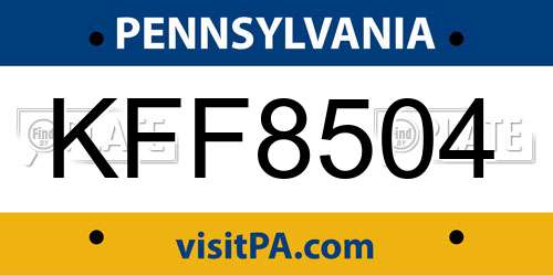 KFF8504 Pennsylvania License Plate