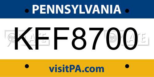 KFF8700 Pennsylvania License Plate