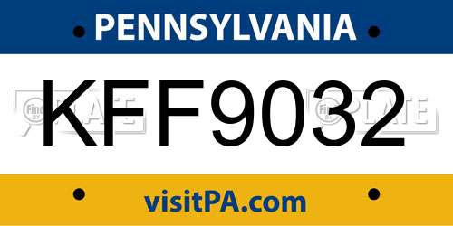 KFF9032 Pennsylvania License Plate