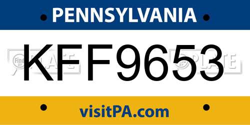 KFF9653 Pennsylvania License Plate