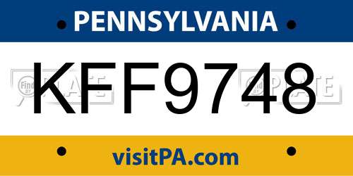 KFF9748 Pennsylvania License Plate