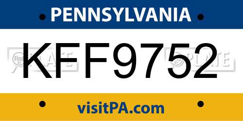 KFF9752 Pennsylvania License Plate