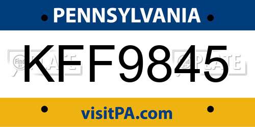 KFF9845 Pennsylvania License Plate