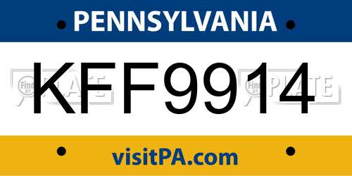 KFF9914 Pennsylvania License Plate