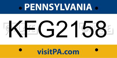 KFG2158 Pennsylvania License Plate