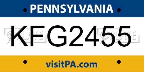 KFG2455 Pennsylvania License Plate