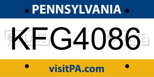 KFG4086 Pennsylvania License Plate