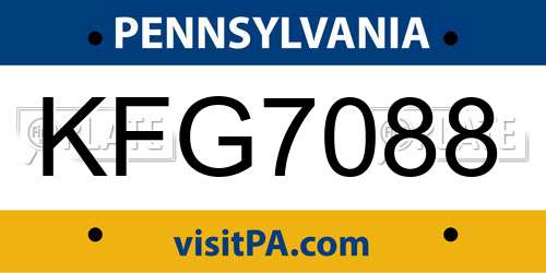 KFG7088 Pennsylvania License Plate