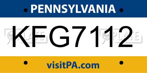 KFG7112 Pennsylvania License Plate
