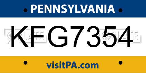 KFG7354 Pennsylvania License Plate