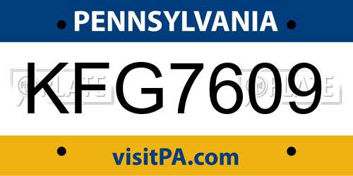 KFG7609 Pennsylvania License Plate