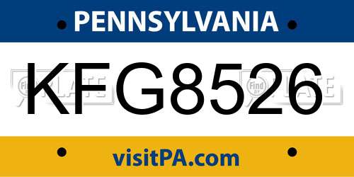KFG8526 Pennsylvania License Plate