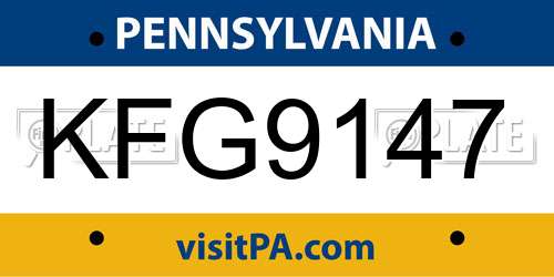 KFG9147 Pennsylvania License Plate